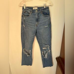 Abercrombie distressed ankle straight ultra high rise jeans size 6R 99% cotton